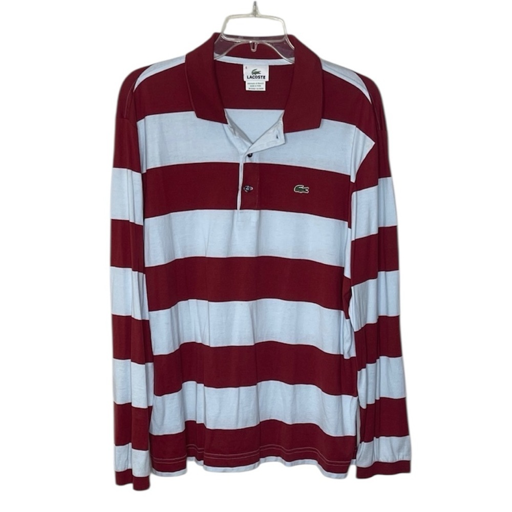 LACOSTE Men's Striped Polo Shirt Size 6